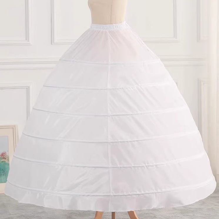 Petticoat cu șase inele din oțel pentru cosplay și rochie de mireasă — fishbone underskirt, stil bustle, fir de un singur strat, lansare toamnă 2025