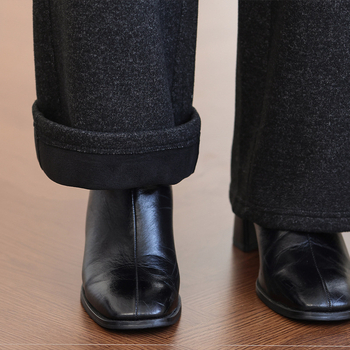 Ženske zimske casual hlače majčinog kroja, labavi kroj, elastičan pojas, duljina 9/10, tkanina pamuk-poliester s 70–80% viskoze