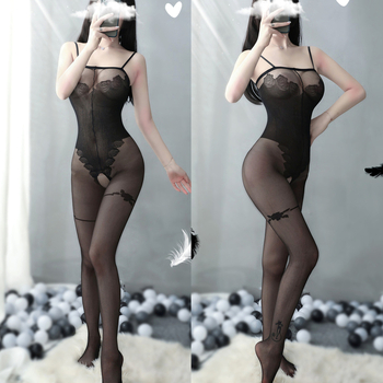 Ženski lingeries bodi s naramenicama i čarapama, poliester s 80% spandex