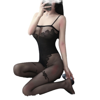 Ženski lingeries bodi s naramenicama i čarapama, poliester s 80% spandex