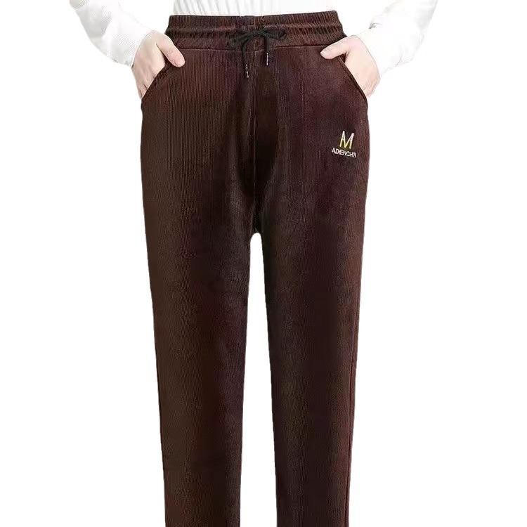 Ženske hlače od corduroya, visokim podizanjem struka, uski kroj, zimske, poliester-spandeks mješavina