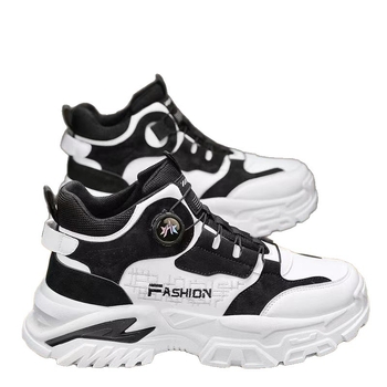 Ghete de lucru pentru bărbați, cu înălțime mare, din PU+mesh, talpă groasă, închidere cu cataramă rotativă, anti-derapare