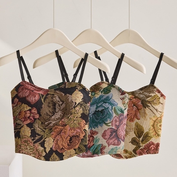 Proljetno-ljetni retro kineskog stila tube top s jastučićem za grudi, prozračan, duljina do struka