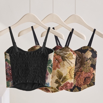 Proljetno-ljetni retro kineskog stila tube top s jastučićem za grudi, prozračan, duljina do struka