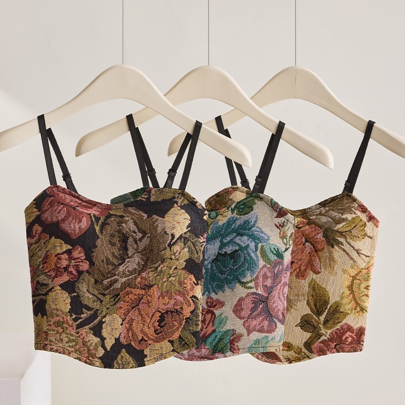 Proljetno-ljetni retro kineskog stila tube top s jastučićem za grudi, prozračan, duljina do struka