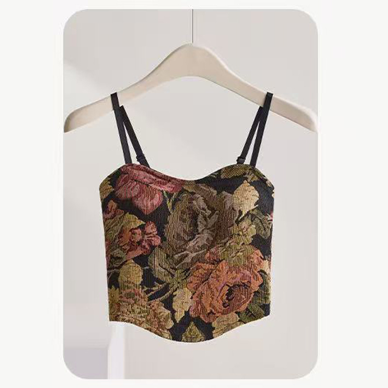 Proljetno-ljetni retro kineskog stila tube top s jastučićem za grudi, prozračan, duljina do struka