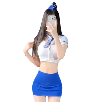 Секси косплей комплект бельо в стил секретар, униформен дизайн, тесен прозрачен плат, полиестер 70-80%