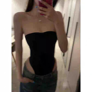 Κορμάκι χωρίς τιράντες, χωρίς ραφές, διαπνέον spandex, μονόχρωμο, εφαρμογή σε στενή γραμμή, pull-over στυλ