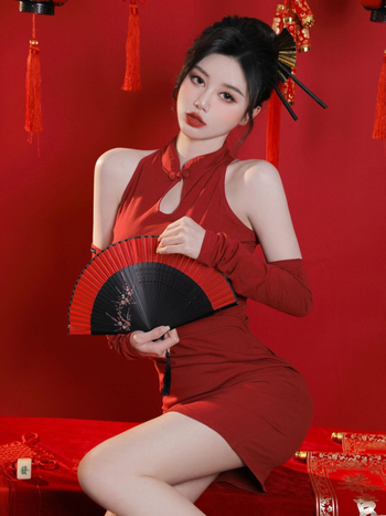Studio kostim za fotografiranje, haljina u kineskom stilu inspirirana cheongsam, za ženske plesne nastupe, poliester.
