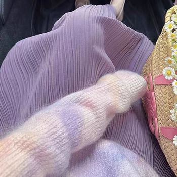 Trudnički dvodijelni set: opušteni pleteni džemper i midi suknja, 3/4 rukavi, akrilna vlakna i smjesa poliester, proljeće-jesen