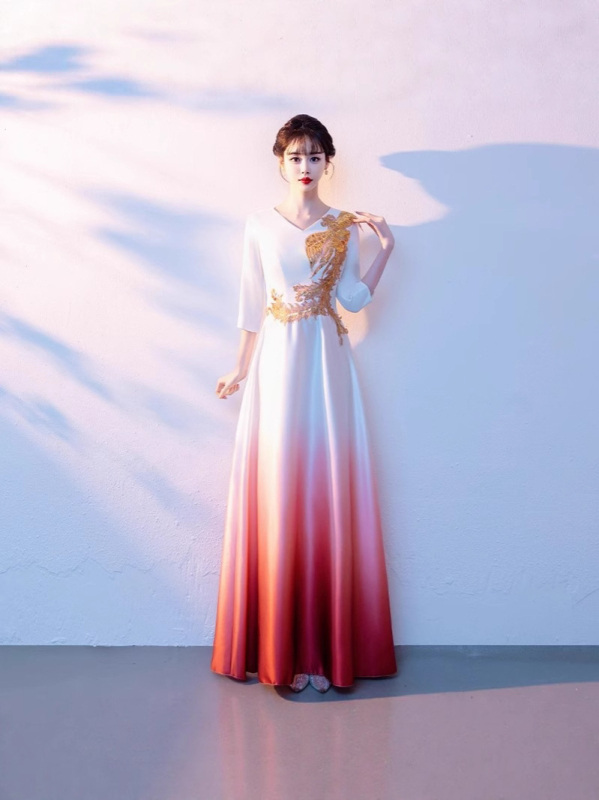 Ženska haljina za zborske nastupe, duga haljina s patchwork dizajnom, poliester materijal, za pjevanje i recitacije