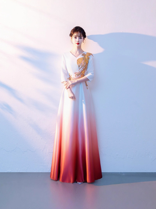 Ženska haljina za zborske nastupe, duga haljina s patchwork dizajnom, poliester materijal, za pjevanje i recitacije