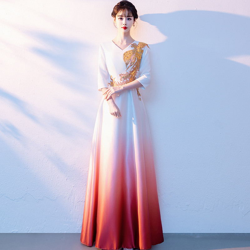 Ženska haljina za zborske nastupe, duga haljina s patchwork dizajnom, poliester materijal, za pjevanje i recitacije