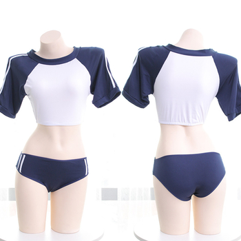 Dvo­dijelna mornarskog stila školska uniforma za žene, seksi kratki set za gimnastiku/cheerleading, pamuk-elastan smjesa, za žene 18–24, cosplay/rola igra