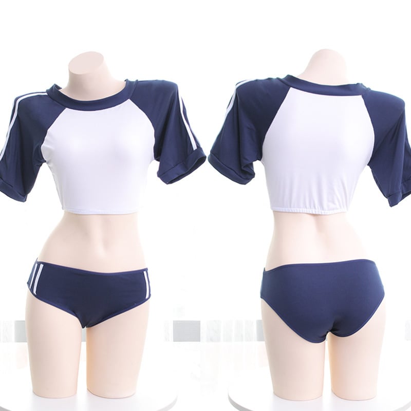 Dvo­dijelna mornarskog stila školska uniforma za žene, seksi kratki set za gimnastiku/cheerleading, pamuk-elastan smjesa, za žene 18–24, cosplay/rola igra