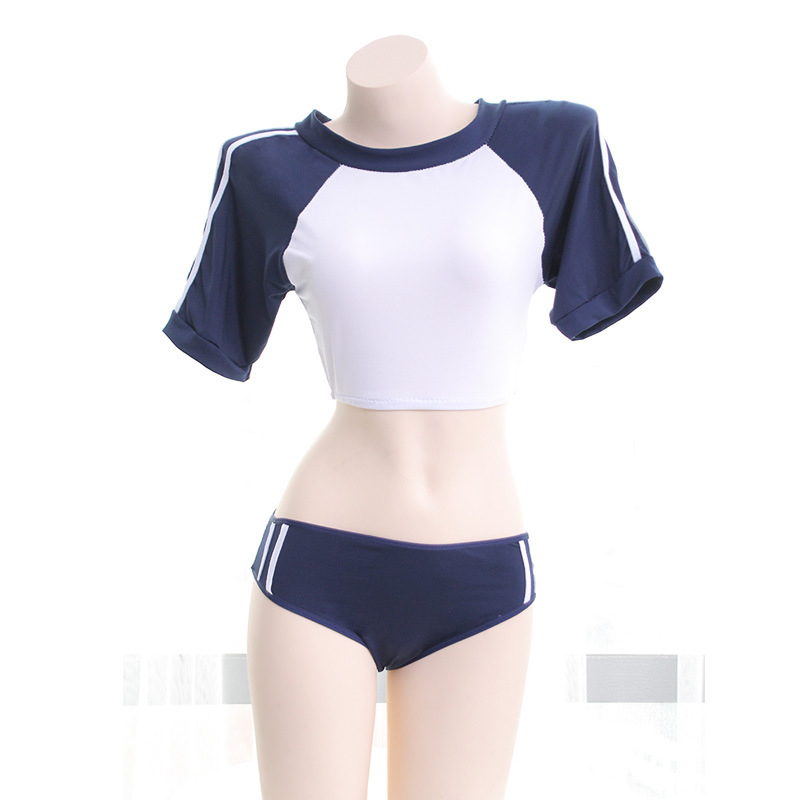 Dvo­dijelna mornarskog stila školska uniforma za žene, seksi kratki set za gimnastiku/cheerleading, pamuk-elastan smjesa, za žene 18–24, cosplay/rola igra