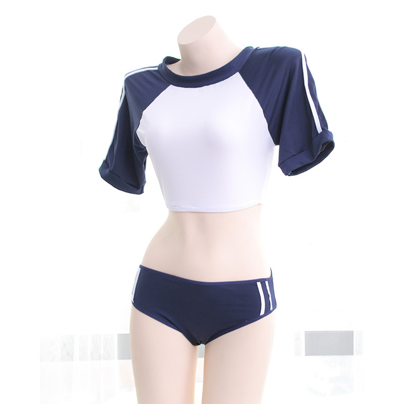 Dvo­dijelna mornarskog stila školska uniforma za žene, seksi kratki set za gimnastiku/cheerleading, pamuk-elastan smjesa, za žene 18–24, cosplay/rola igra