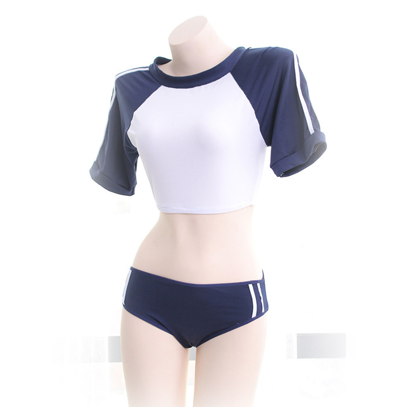 Dvo­dijelna mornarskog stila školska uniforma za žene, seksi kratki set za gimnastiku/cheerleading, pamuk-elastan smjesa, za žene 18–24, cosplay/rola igra