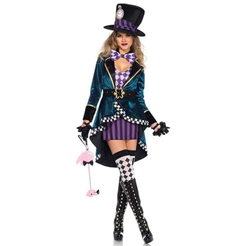 Scenski kostim: Alice Mad Hatter Magician, Žena, konopno-polietesterska tkanina, Ljeto 2025