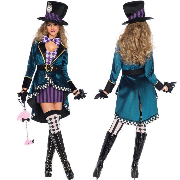 Scenski kostim: Alice Mad Hatter Magician, Žena, konopno-polietesterska tkanina, Ljeto 2025