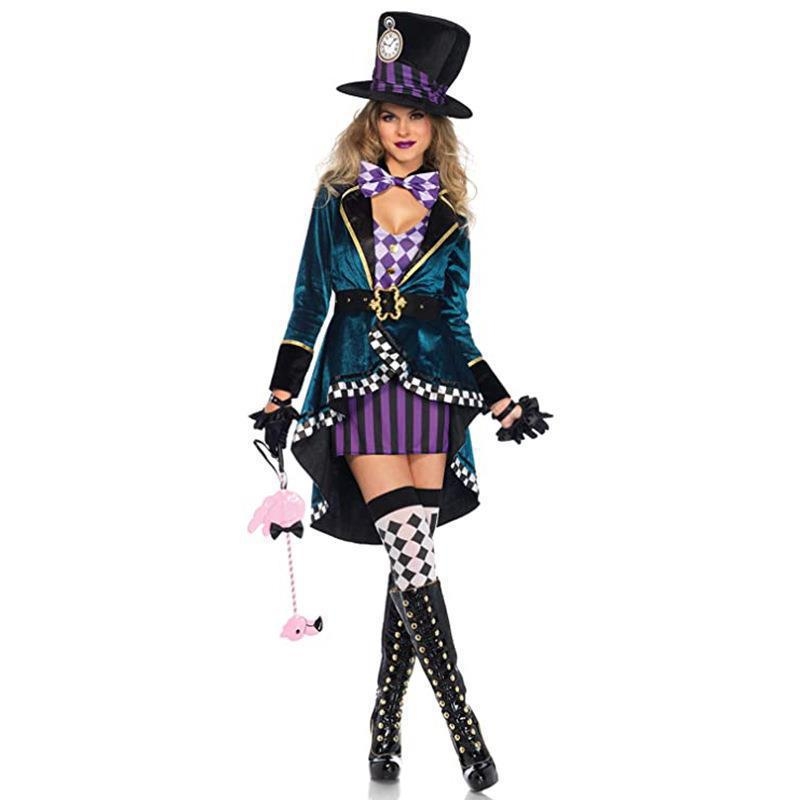 Scenski kostim: Alice Mad Hatter Magician, Žena, konopno-polietesterska tkanina, Ljeto 2025