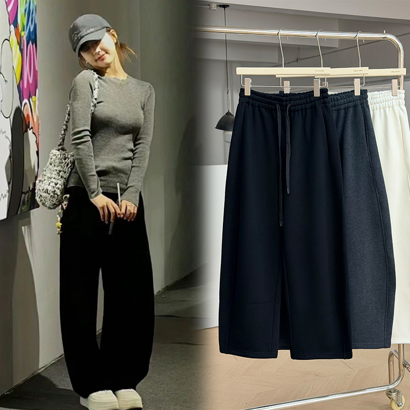 Verthis Ženske široke hlače od pamukasto-smjesnog materijala, 50–70% poliester, opušten kroj, Harajuku stil, gusta tkanina