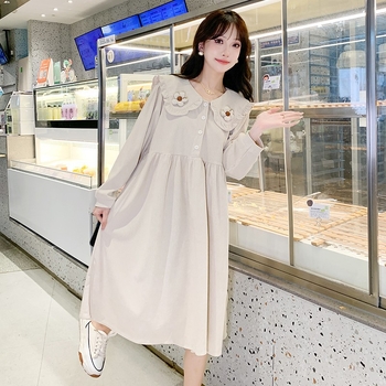 Φορμά εγκυμοσύνης με Corduroy ύφασμα, κουμπωτό, για θηλάσιμο, χαλαρή γραμμή, midi (Corduroy ύφασμα, κουμπωτό, για θηλάσιμο, Midi)