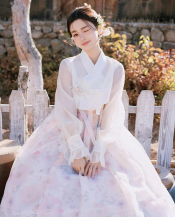 Rochie inspirată de Hanbok pentru femei, din chiffon, poliester, conținut 90-95% al țesăturii, potrivită pentru ședințe foto, primăvara 2023.