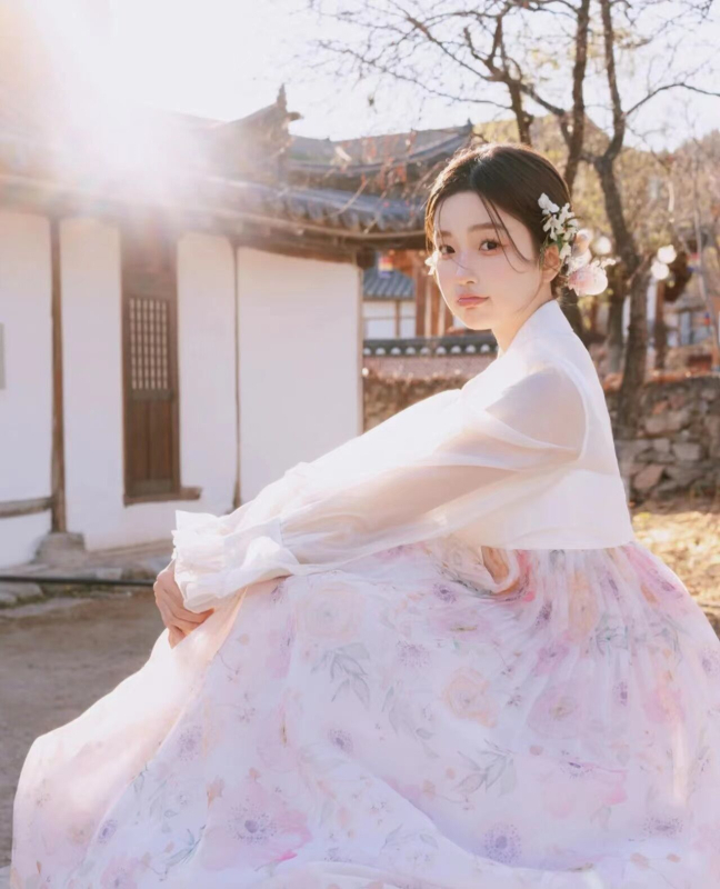 Rochie inspirată de Hanbok pentru femei, din chiffon, poliester, conținut 90-95% al țesăturii, potrivită pentru ședințe foto, primăvara 2023.