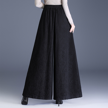 Visoki struk, izšivane široke hlače, jesen 2025, poliester mješavina 30-50%