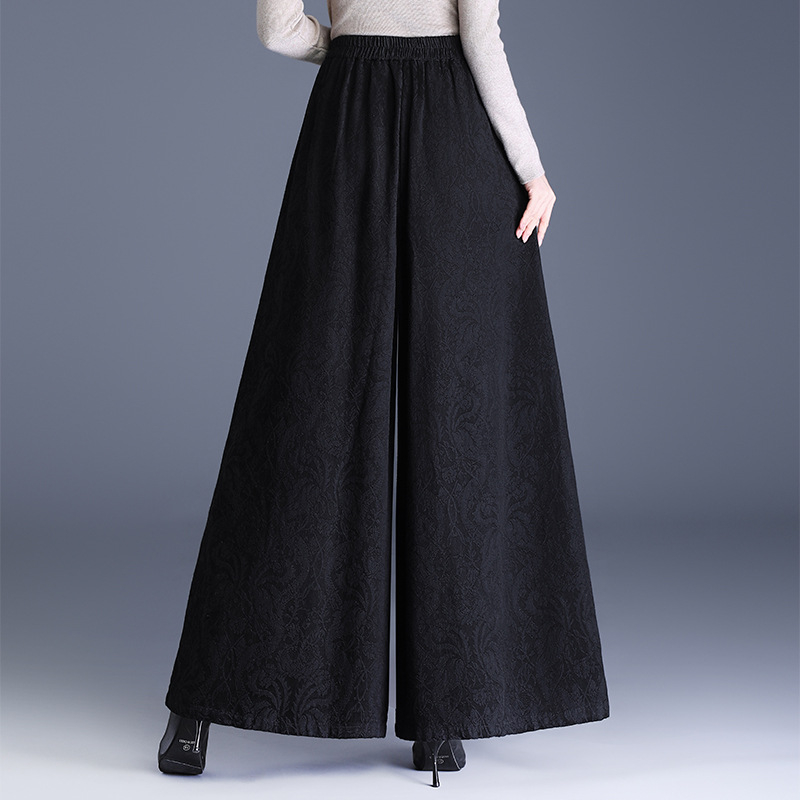 Visoki struk, izšivane široke hlače, jesen 2025, poliester mješavina 30-50%