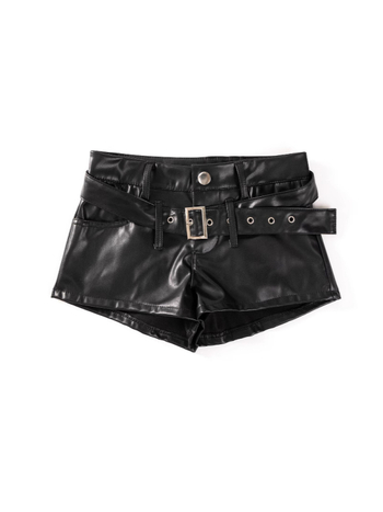 Дамски къси панталони от изкуствена кожа, средна талия, дължина горещи панталони, полиестер ≥95%, права кройка