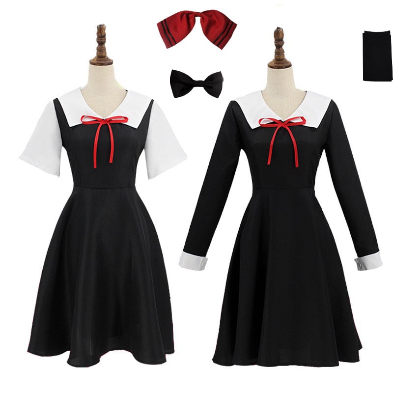 Costum cosplay: uniformă școlară feminină Kaguya Shinomiya cu fustă lungă și mâneci scurte; amestec poliester 50/50; primăvara 2022; pentru vârsta 18-24