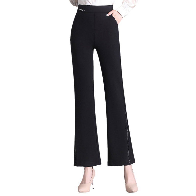 Ženske zimske hlače s flis podstavom, slobodan kroj, visok pas, smjesa poliester-nylon, mikroelastične