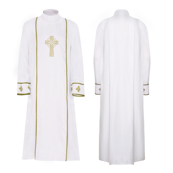 Robă de preot pentru cosplay, unisex, costum de scenă, design medieval cu cruce, țesătură poliester-spandex, poliester <30%, spandex <30%
