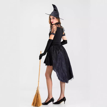 Costum de vrajitoare pentru adulți pentru reprezentații pe scenă – țesătură din bumbac amestec cu spandex și poliester, articol 9085, primăvara 2025