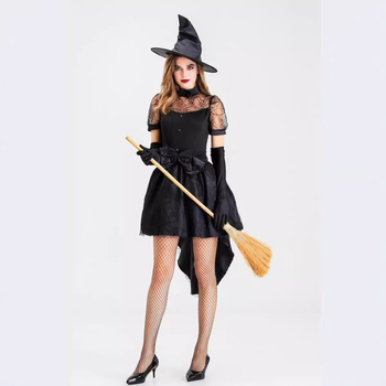 Costum de vrajitoare pentru adulți pentru reprezentații pe scenă – țesătură din bumbac amestec cu spandex și poliester, articol 9085, primăvara 2025