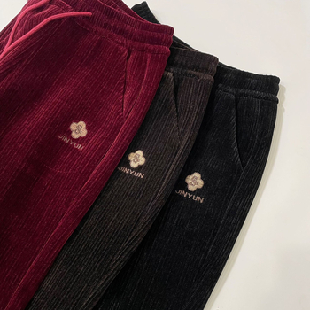 Chenille haremske hlače, opuštenog kroja, ekstra debele, pamuk ≤30% i kašmir 30–50%, japansko-korejski casual stil