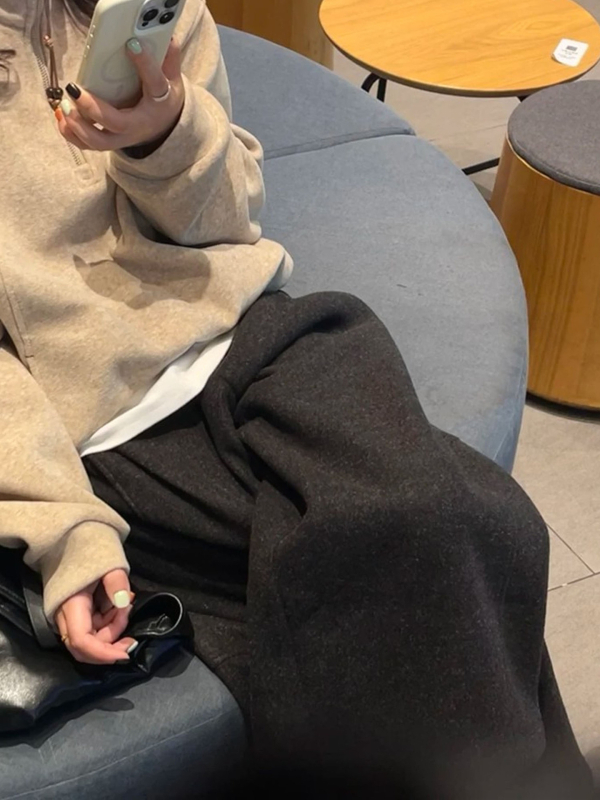 Ženske široke hlače, visok struk, elegantan gradski stil, pamuk-lan mješavina s poliestrom, zima 2025