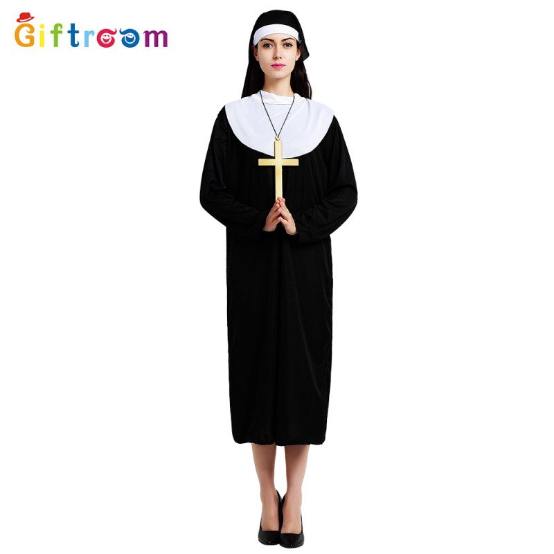 Cosplay roabă de călugăriță pentru scenă, țesătură tricotată din poliester, 100% poliester, primăvara 2025