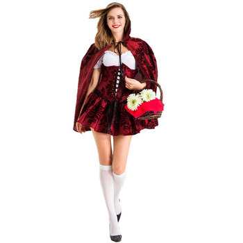 Halloween cosplay kostim za odrasle — gotički dizajn Crvenkapica, ženski kostim za pozornicu, tkanina od mješavine pamuka s 75% poliester, ljeto 2025