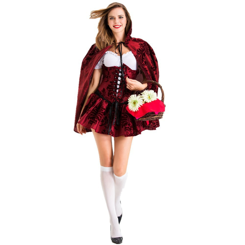 Halloween cosplay kostim za odrasle — gotički dizajn Crvenkapica, ženski kostim za pozornicu, tkanina od mješavine pamuka s 75% poliester, ljeto 2025