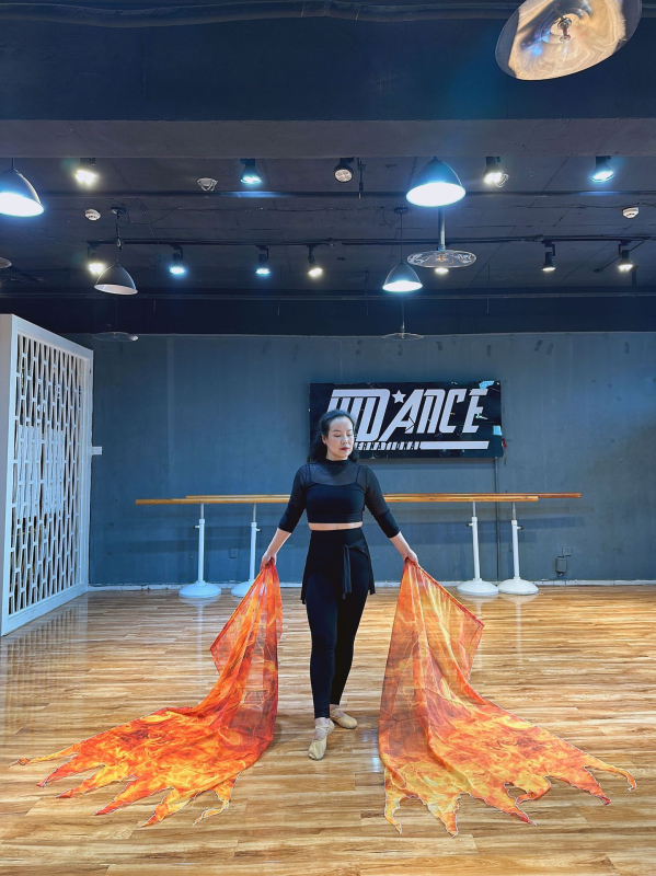 Šal za belly dance od šifona s motivom plamteće zastavice, marka Excellent core, poliester, proljeće 2025