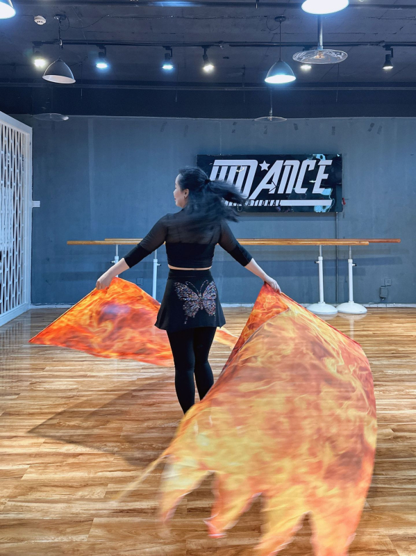 Šal za belly dance od šifona s motivom plamteće zastavice, marka Excellent core, poliester, proljeće 2025