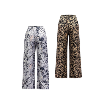 Dvodelni ženski set s leopard printom i digitalnim tiskom, široke hlače, poliester, srednja talija, za sve sezone