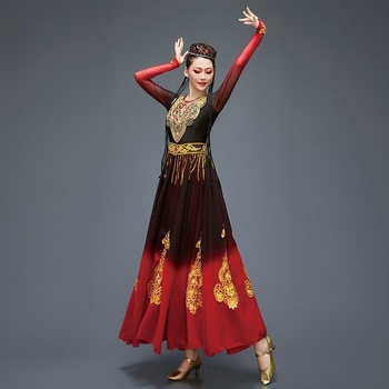 Costum de dans Uigur pentru femei, dans etnic, poliester 70–80%, vârsta 18–24, Toamnă 2024