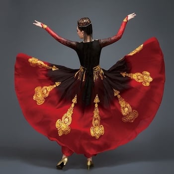 Costum de dans Uigur pentru femei, dans etnic, poliester 70–80%, vârsta 18–24, Toamnă 2024