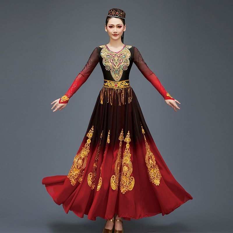 Costum de dans Uigur pentru femei, dans etnic, poliester 70–80%, vârsta 18–24, Toamnă 2024