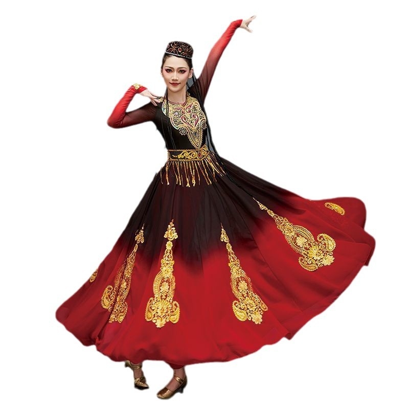 Costum de dans Uigur pentru femei, dans etnic, poliester 70–80%, vârsta 18–24, Toamnă 2024