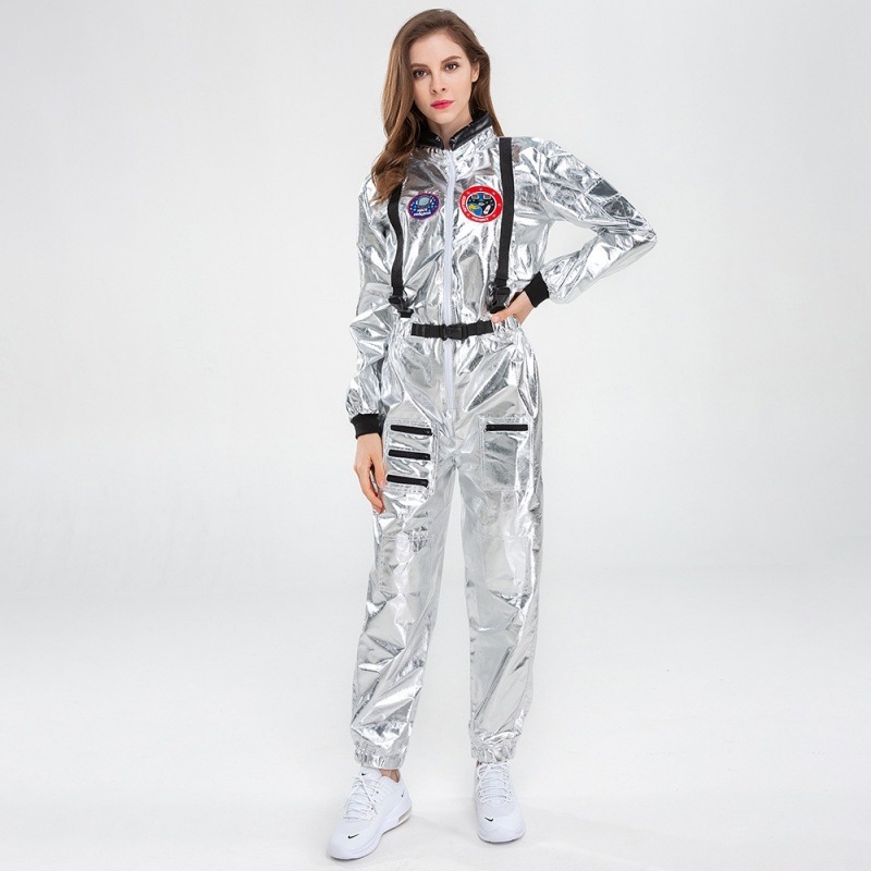 Costum de astronaută feminin – combinezon din poliester pentru cosplay și Halloween, 18–24 ani, Primăvara 2025
